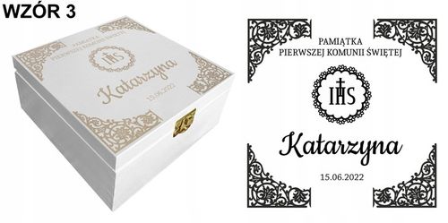 Prezent pudełko komunia białe grawer pamiątka imię Pamiątka Komunijna na Arena.pl