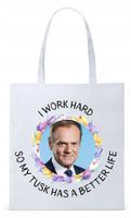 Donald Tusk Platforma Torba Eco Biała Shopper Z Nadrukiem Ze Zdjęciem