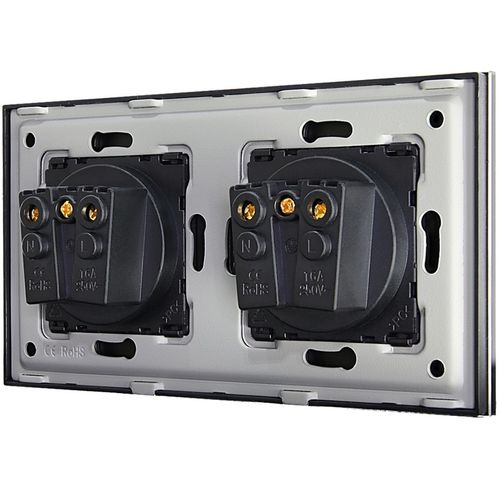 Gniazdo Podwójne Szklane Szkło Zestaw Ramka Podwójna i 2 x Gniazdko MIUUN na Arena.pl