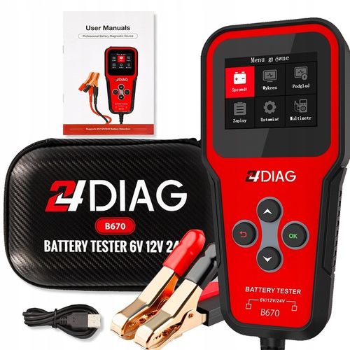 TESTER DO AKUMULATORÓW BATERII 6V 12V 24V 2-300AH MIERNIK CYFROWY j.POLSKI na Arena.pl