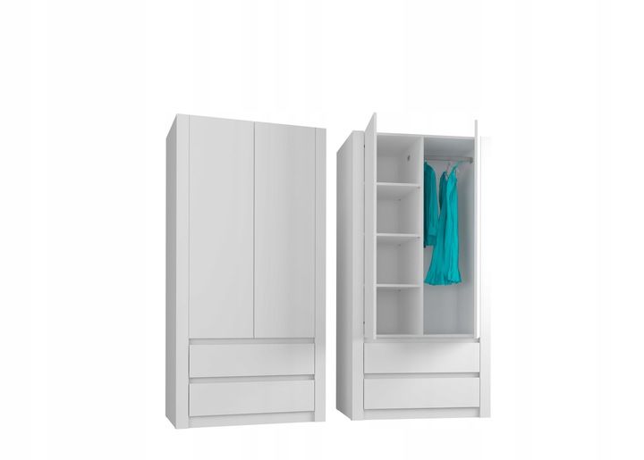 Szafa garderoba 90cm 2d 2sz biała B-20 zdjęcie 5