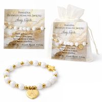 Bransoletka Różaniec z Grawerem Agat Serduszko Pamiątka Prezent na Komunię