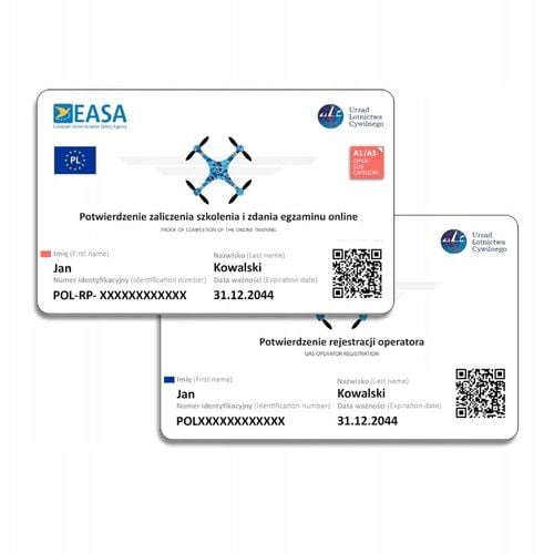 Wydruk Certyfikatu ULC na DRONA Karta PCV 2 str. na Arena.pl
