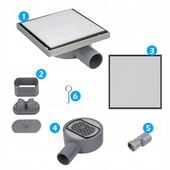 ODPŁYW LINIOWY KWADRATOWY 15x15 CM INOX OBROTOWY NISKI SYFON 360 DL07 FIX