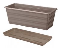 Skrzynka balkonowa doniczka  prostokątna podłużna z podstawką 40 cm beżowy