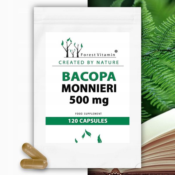BACOPA MONNIERI BRAHMI 500mg PAMIĘĆ BAKOPA 120 k zdjęcie 2