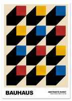 Plakat bauhaus kwadraty kolorowe sześciany 61x91 cm