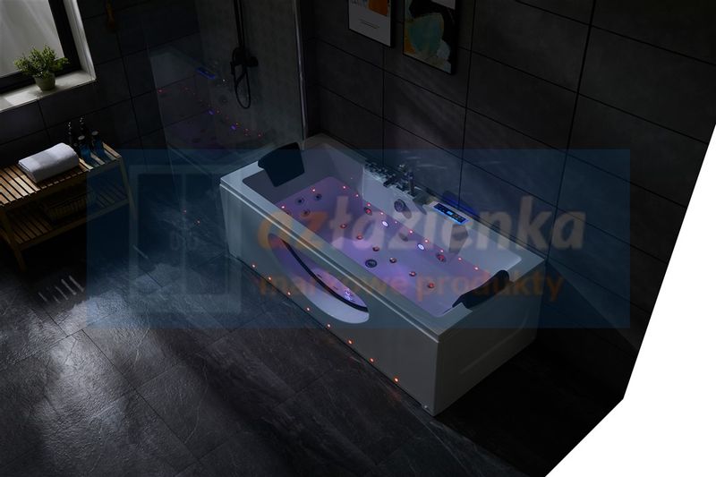 PROSTOKĄTNA WANNA Z HYDROMASAŻEM 180x80 SZYBA NEW! GRZAŁKA zdjęcie 7