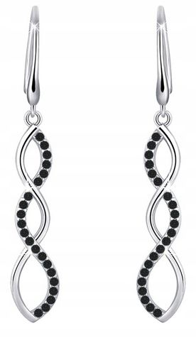 Srebrne kolczyki długie wiszące damskie rodowane czarne srebro próba 925 na Arena.pl