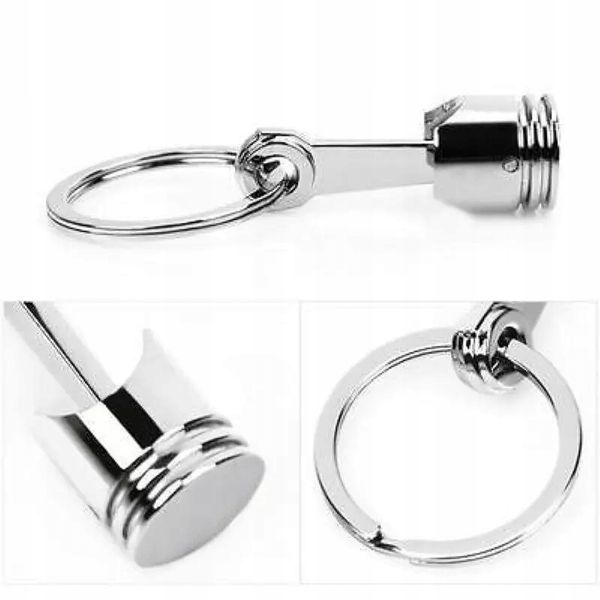 Breloczek Srebrny Tłok Silnikowy Piston Amulet Engine Piston Pipe do Auta zdjęcie 3