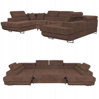 Narożnik kształt U rozkładany f. spania Savio Family meble brąz sztruks