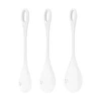 satisfyer yoni power 1 - silikonowe kulki treningowe, biało-czerwone