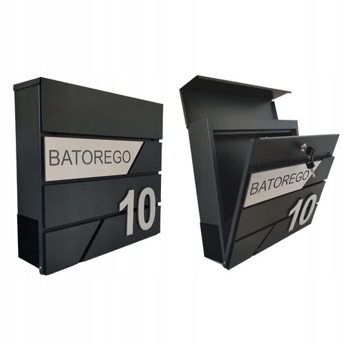 SKRZYNKA POCZTOWA NA LISTY Z ADRESEM NUMER DOMU WZORY DUŻA CZARNA RAL 9005 na Arena.pl