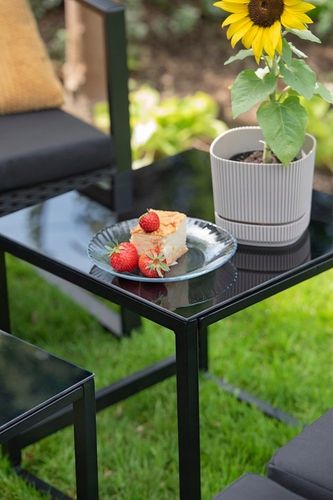 Zestaw mebli ogrodowych RODOS 5 elementów kanapa 2 fotele 2 stoliki na Arena.pl