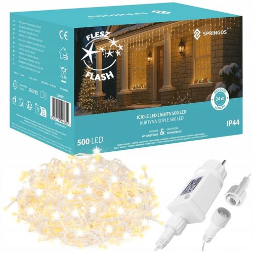 SOPLE 500LED LAMPKI ZEWNĘTRZNE 24 m FLASH KURTYNA GIRLANDA ŚWIETLNA TIMER na Arena.pl