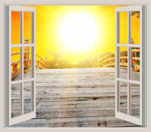 FOTOTAPETA 3D OKNO widok most kładka las drzewa na Arena.pl