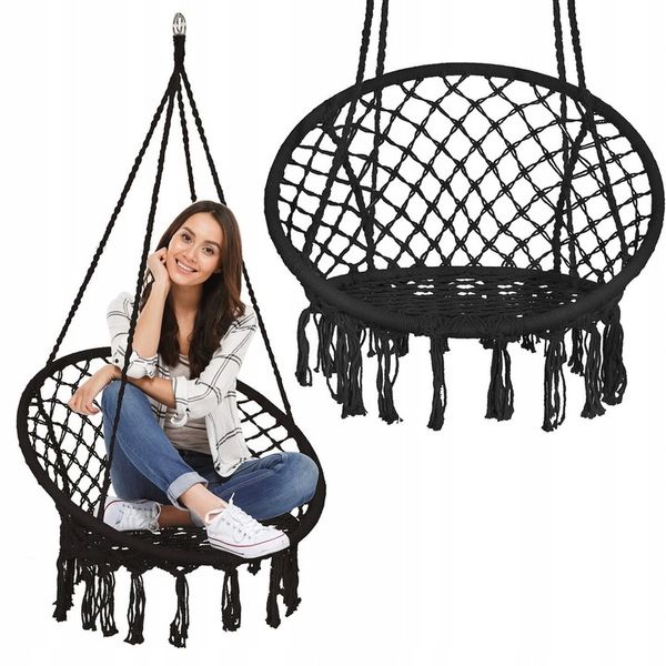 FOTEL WISZĄCY HUŚTAWKA OGRODOWA BOCIANIE GNIAZDO BOHO DO DOMU OGRODU 120CM zdjęcie 7