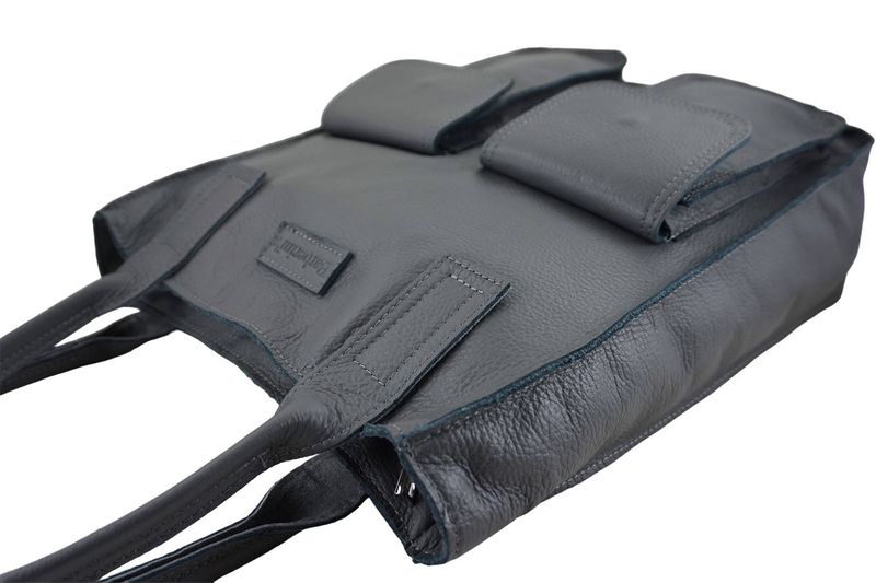 Torba shopper bag do pracy - Szara ciemna zdjęcie 5