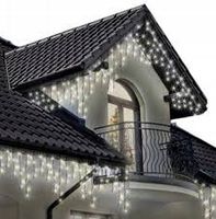 KURTYNA SOPLE 500 LED GRUBE ZIMNO BIAŁE ZEWNĘTRZNE + FLESH (BŁYSK) ZIMNO B.