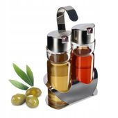 2x Butelka Dozownik Na Oliwę Ocet Olej + Stojak