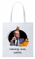 Donald Tusk Platforma Torba Eco Biała Shopper Z Nadrukiem Ze Zdjęciem