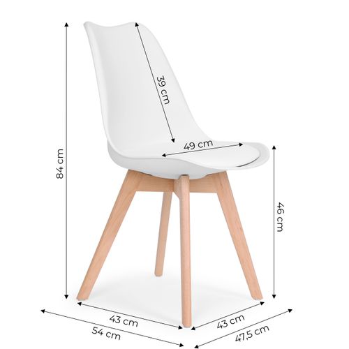 Zestaw 4 krzeseł krzesło do salonu jadalni z poduszką białe ModernHome na Arena.pl