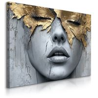 Obraz Canvas Beton Abstrakcja Kobieta Portret Elementy Złota 90cm x 60cm