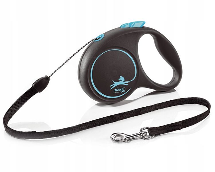 Smycz automatyczna Black Design Flexi linka 5 m niebieska M zdjęcie 1