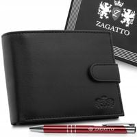 Portfel męski skórzany czarny poziomy skóra naturalna ochrona RFID ZAGATTO
