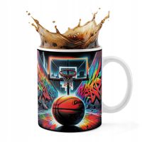 KUBEK CERAMICZNY 330ML DRUK - KOSZYKÓWKA SPORT PIŁKA KOSZ DRUŻYNA