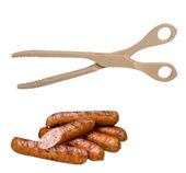 Szczypce uniwersalne do grilla drewniane nożycowe 26,5 cm przewracania