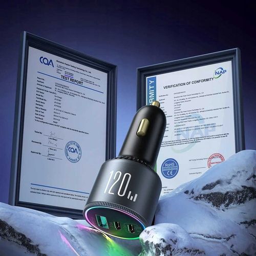 JOYROOM ŁADOWARKA SAMOCHODOWA 120W 2xUSB-C USB-A + KABEL USB-C 100W QC PD na Arena.pl