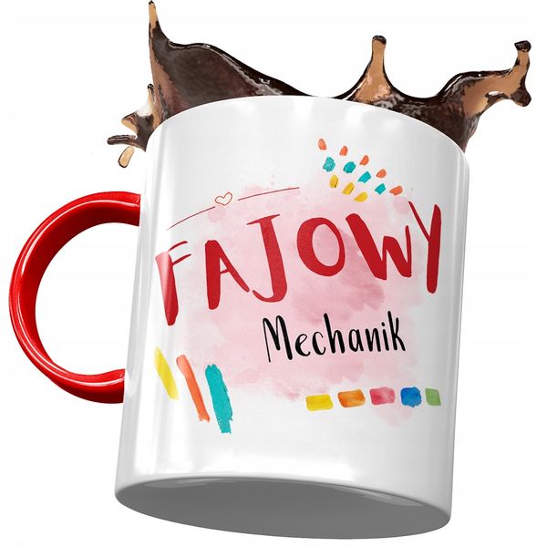 Kubek Czerwony Dla Mechanika Fajowy Mechanik Z Nadrukiem Ze Zdjęciem zdjęcie 1