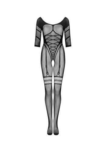 czarne, geometryczne bodystocking g329 xl/xxl. kuszący i przykuwający na Arena.pl
