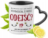 Pożegnanie Z Pracy Kubek Czarny Z Uszkiem W Kształcie Serca Na Prezent