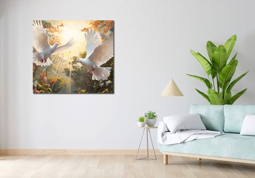 Obraz 100x90cm Gołębie o Poranku na Arena.pl