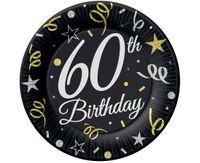 talerzyki papierowe 60-te urodziny 23cm/6szt.party