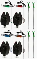 ZESTAW4x SYGNALIZATOR WĘDKARSKI WODOODPORNY DIOD LED+4x SWINGER+4x PODPÓRKA