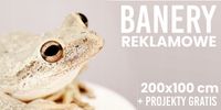 DRUK BANER REKLAMOWY PLANDEKA 200x100 cm projekty w cenie oczkowane