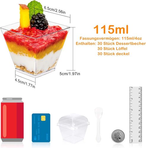 Kubek deserowy z pokrywką i łyżeczkami 115ml 30szt na Arena.pl