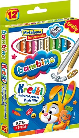 KREDKI BAMBINO GRUBE 12 kolorów TEMPERÓWKA gratis na Arena.pl