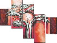 100 75CM OBRAZ 5 ELEM SZKARŁATNE DRZEWO ŚCIENNY