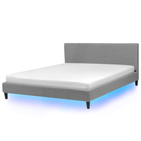 Łóżko tapicerowane LED 180 x 200 cm szare FITOU