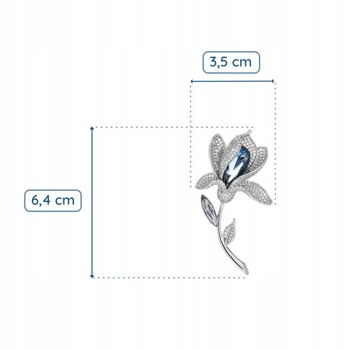 PINETS Piękna Srebrna Broszka KWIAT z niebieską cyrkonią na Arena.pl