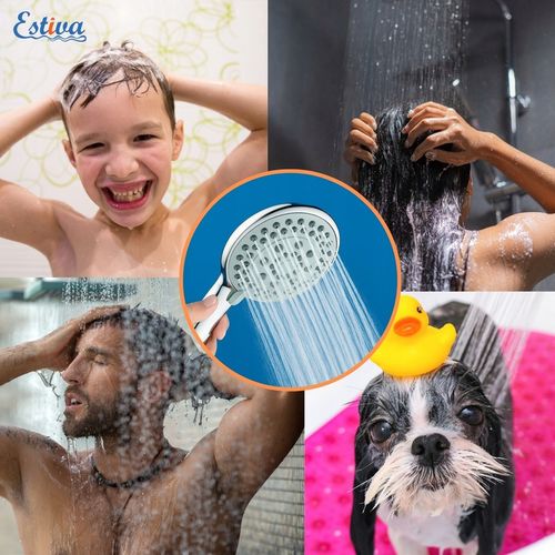 ZESTAW PRYSZNICOWY SŁUCHAWKA PRYSZNICOWA 5 FUNKCJI WĄŻ UCHWYT ESTIVA na Arena.pl