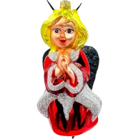 Bombka choinkowa szklana: Aniołek z diabelskimi rogami