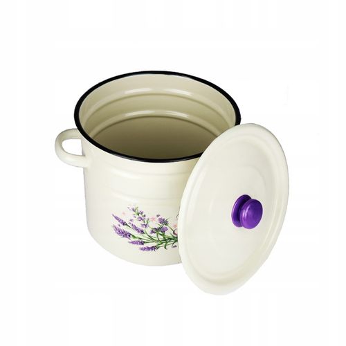 GARNEK EMALIOWANY 12 L POKRYWKA WZÓR LAWENDA DO GOTOWANIA POTRAW PRZETWORÓW na Arena.pl