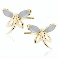 DELIKATNE POZŁACANE SREBRNE KOLCZYKI WAŻKI DRAGONFLY ULEKSYT SREBRO 925