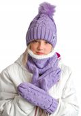 ZESTAW DAMSKI KOMPLET ZIMOWY CZAPKA FIOLET KOMIN RĘKAWICZKI
