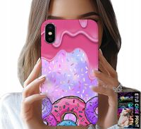 ETUI DO IPHONE X / XS - SŁODKIE DONUTY Z LUKREM W TLE + SZKŁO